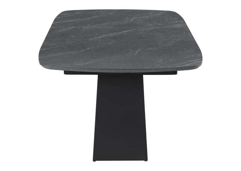 123131 Potero 73-inch Faux Marble Extension Leaf Dining Table Black