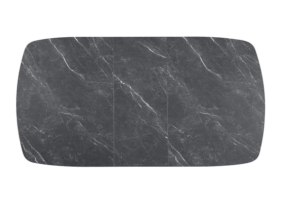 123131 Potero 73-inch Faux Marble Extension Leaf Dining Table Black