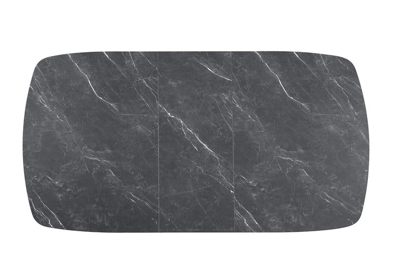 123131 Potero 73-inch Faux Marble Extension Leaf Dining Table Black