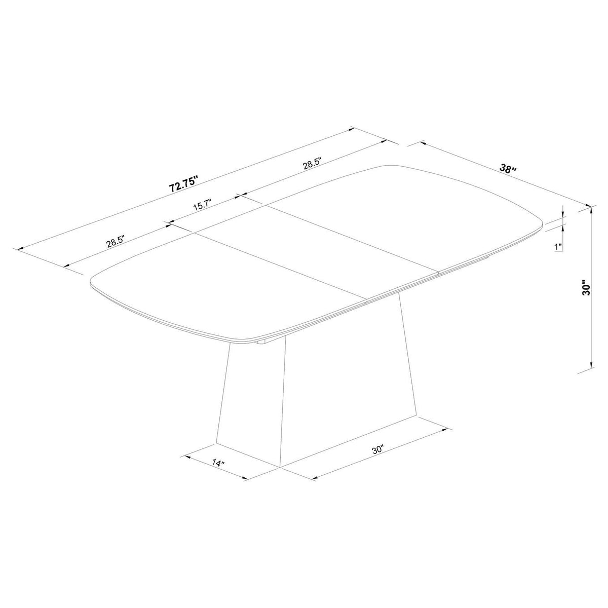 123131 Potero 73-inch Faux Marble Extension Leaf Dining Table Black