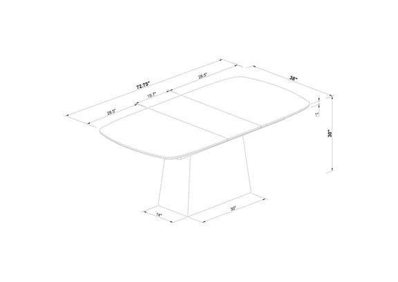 123131 Potero 73-inch Faux Marble Extension Leaf Dining Table Black
