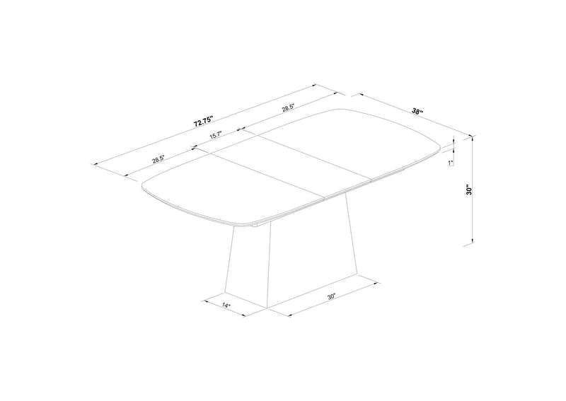 123131 Potero 73-inch Faux Marble Extension Leaf Dining Table Black