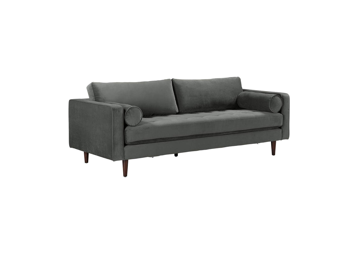 REN-L01143 Cave Ash Gray Velvet Sofa