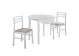 130005WHT Bucknell 3-piece Round Drop Leaf Dining Table Set White