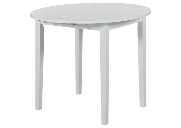 130005WHT Bucknell 3-piece Round Drop Leaf Dining Table Set White
