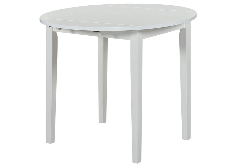 130005WHT Bucknell 3-piece Round Drop Leaf Dining Table Set White