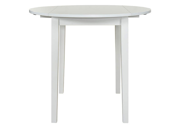 130005WHT Bucknell 3-piece Round Drop Leaf Dining Table Set White