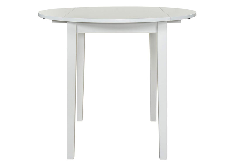 130005WHT Bucknell 3-piece Round Drop Leaf Dining Table Set White