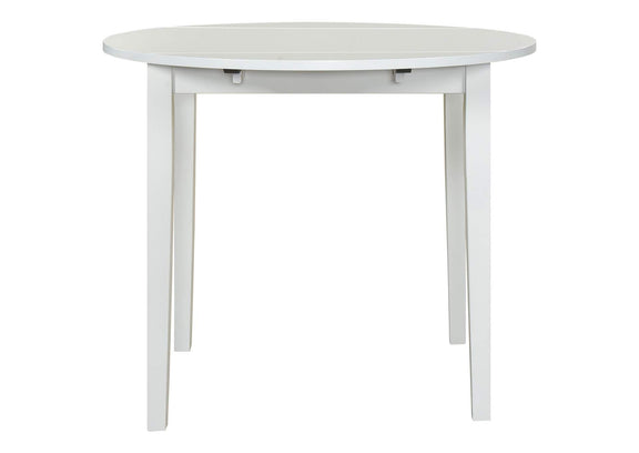 130005WHT Bucknell 3-piece Round Drop Leaf Dining Table Set White
