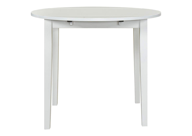 130005WHT Bucknell 3-piece Round Drop Leaf Dining Table Set White