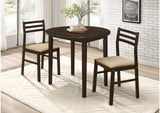 130005 Bucknell 3-piece Round Drop Leaf Dining Table Set Cappuccino