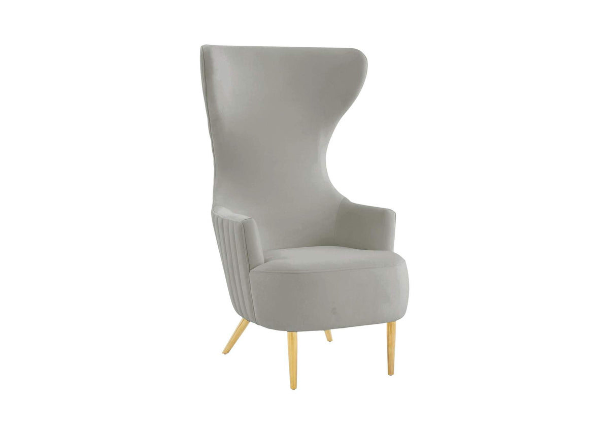 TOV-IHS68510 Julia Grey Velvet Channel Tufted Wingback Chair
