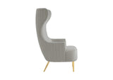 TOV-IHS68510 Julia Grey Velvet Channel Tufted Wingback Chair