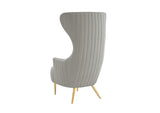 TOV-IHS68510 Julia Grey Velvet Channel Tufted Wingback Chair
