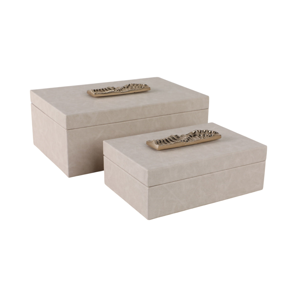 9" / 12" Marquis Boxes With Aluminium Hardware (Set of 2) - Ivory
