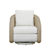 Pavilion - 3-Piece Outdoor Conversation Set (Swivel Club Chairs & End Table) - White / Natural