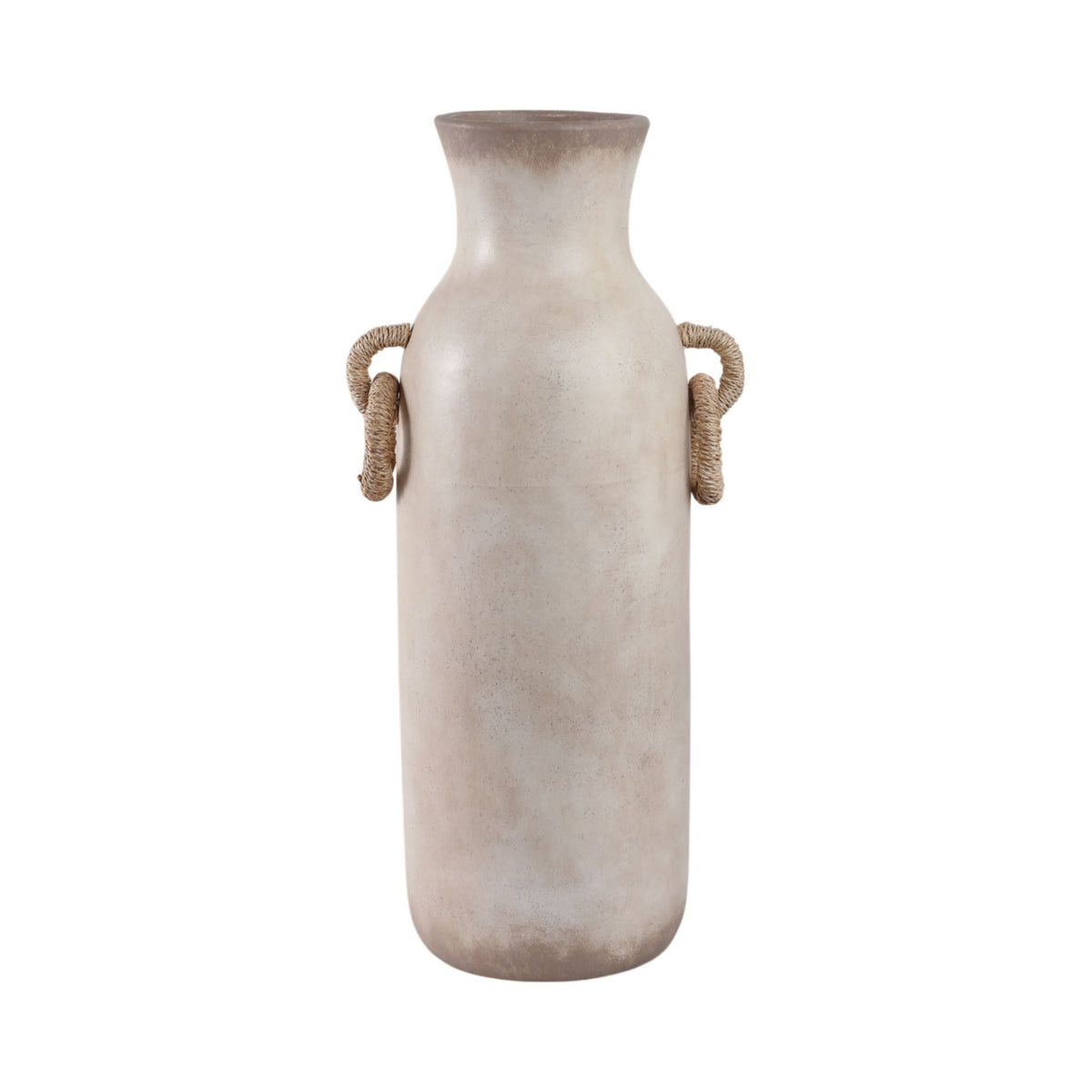 Vase With Rattan Handles - Antique White