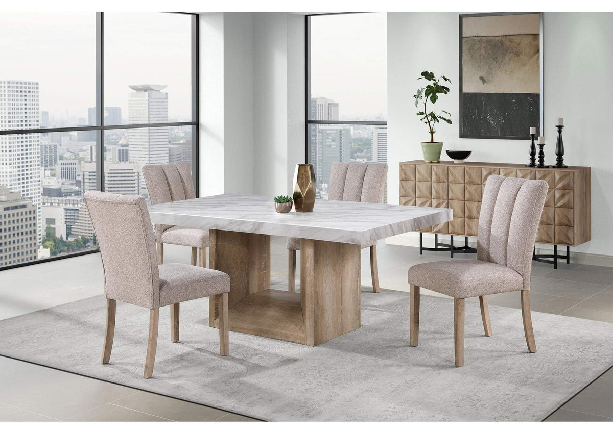 D02DT-NATURAL+D8683DC-BEIGE_7PC D02 NATURAL DINING TABLE + 6 D8683 DINING CHAIRS