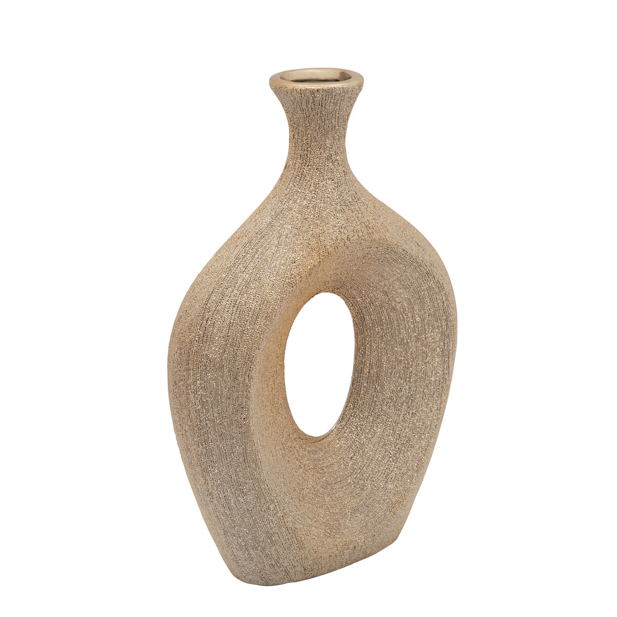 13" Beaded Oval Vase Cut-Out - Champagne