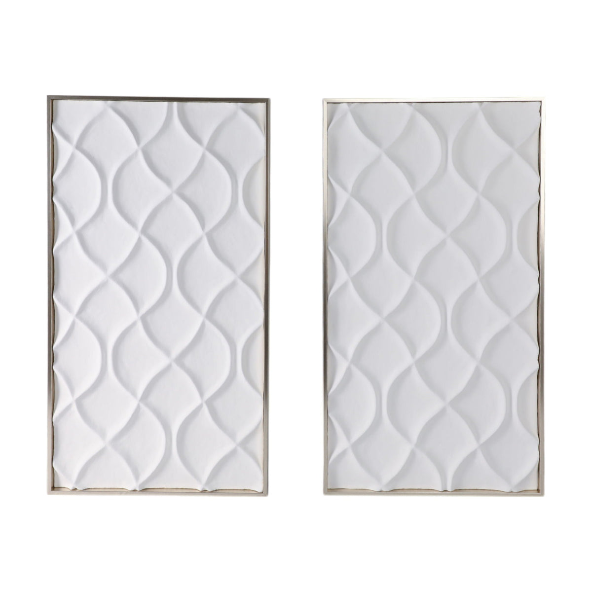 22" x 40" Wood Maisey Plaster Wall Decor (Set of 2) - White
