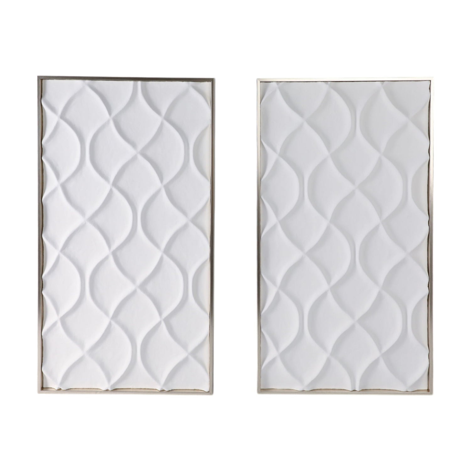 22" x 40" Wood Maisey Plaster Wall Decor (Set of 2) - White