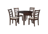 150340 Barton 5-piece Round Wood Dining Table Set Dark Brown
