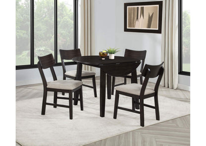 150350 Catley 5-piece Round Drop Leaf Dining Table Set Dark Coffee
