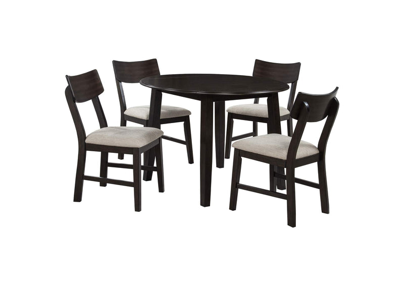 150350 Catley 5-piece Round Drop Leaf Dining Table Set Dark Coffee