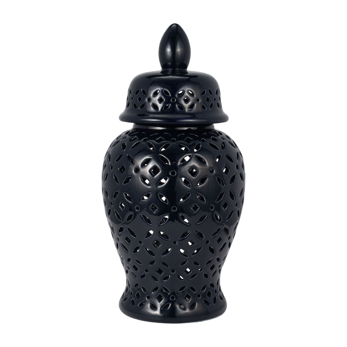 Cut-Out Daisies Temple Jar 24" - Navy Blue
