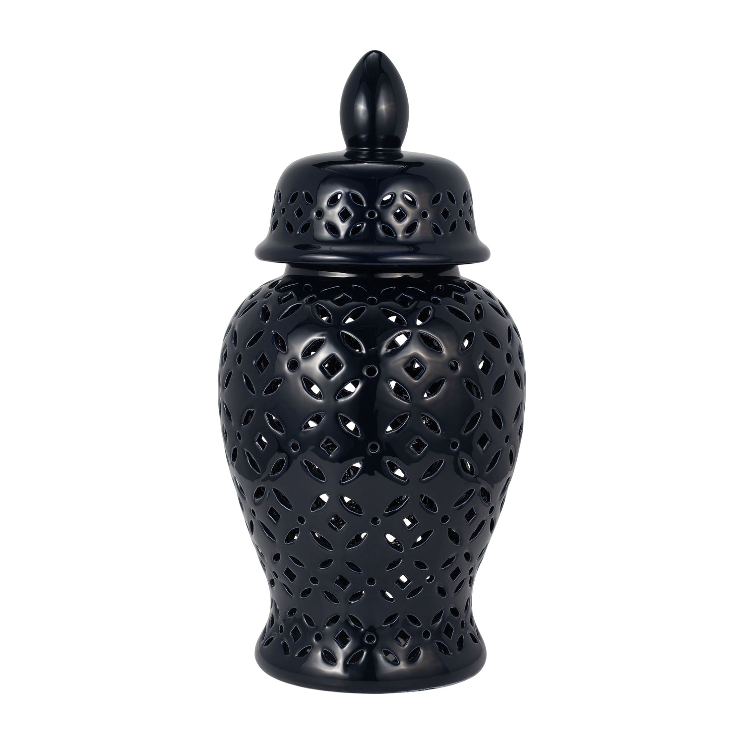 Cut-Out Daisies Temple Jar 24" - Navy Blue