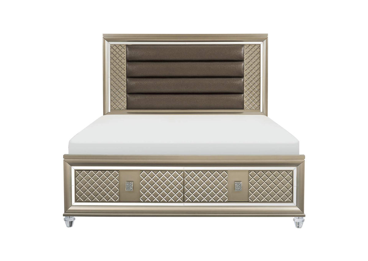 1515K-1CKKIT Loudon California King Platform Bed with LED Lighting and Storage Footboard