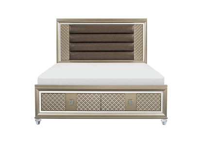 1515K-1CKKIT Loudon California King Platform Bed with LED Lighting and Storage Footboard