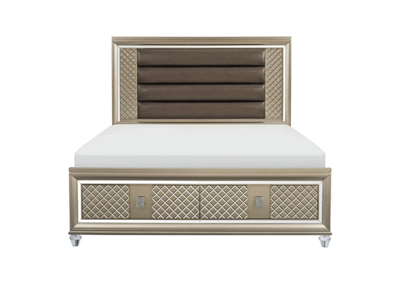 1515K-1CKKIT Loudon California King Platform Bed with LED Lighting and Storage Footboard