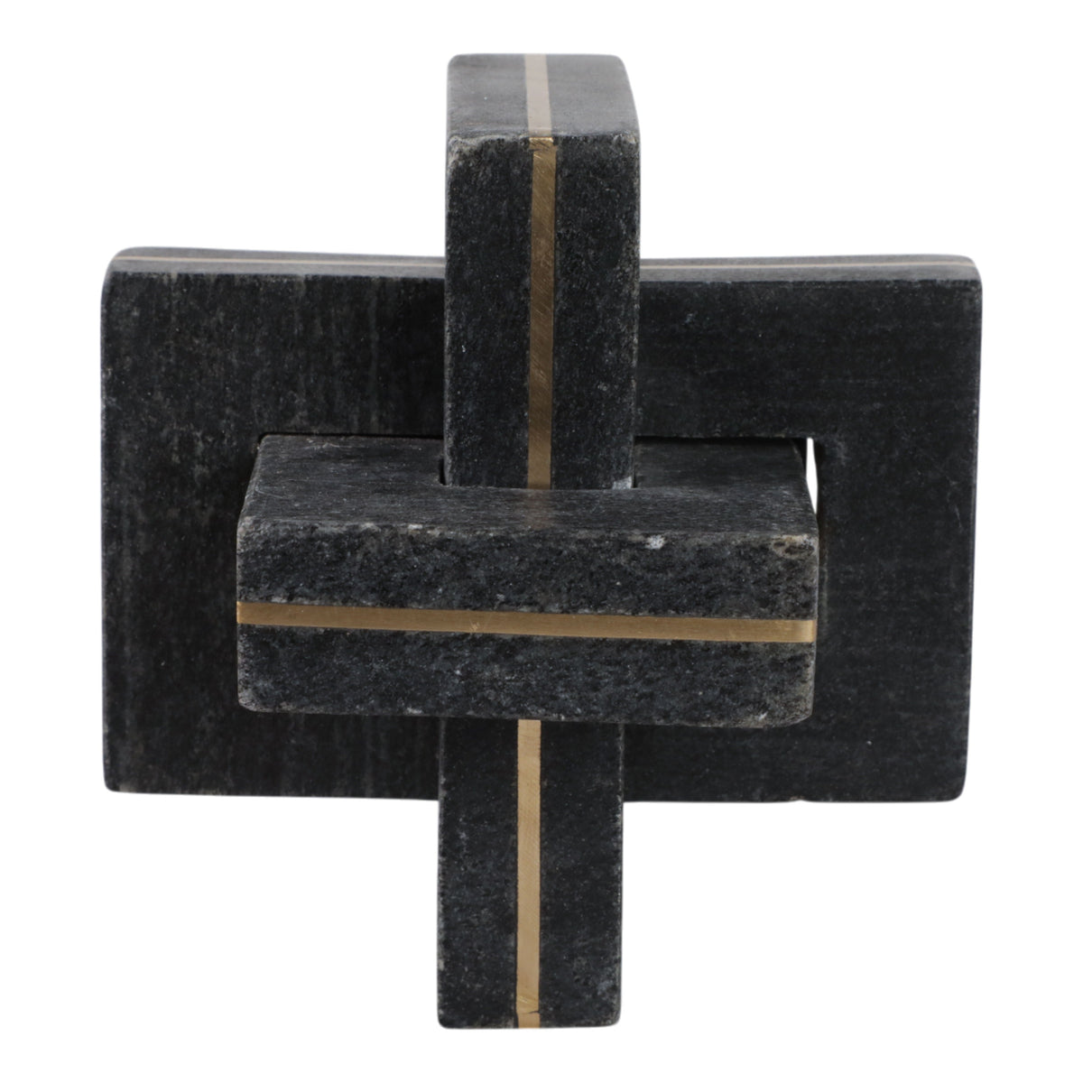 Walton Small Marble And Brass Knot - Black