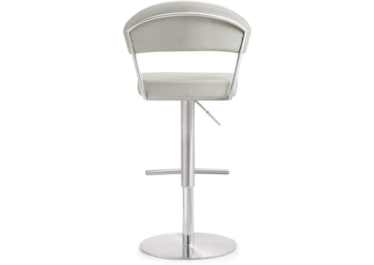 TOV-K3645 Cosmo Light Grey Performance Vegan Leather and Stainless Steel Barstool