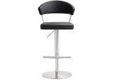TOV-K3627 Cosmo Black Performance Vegan Leather and Stainless Steel Barstool