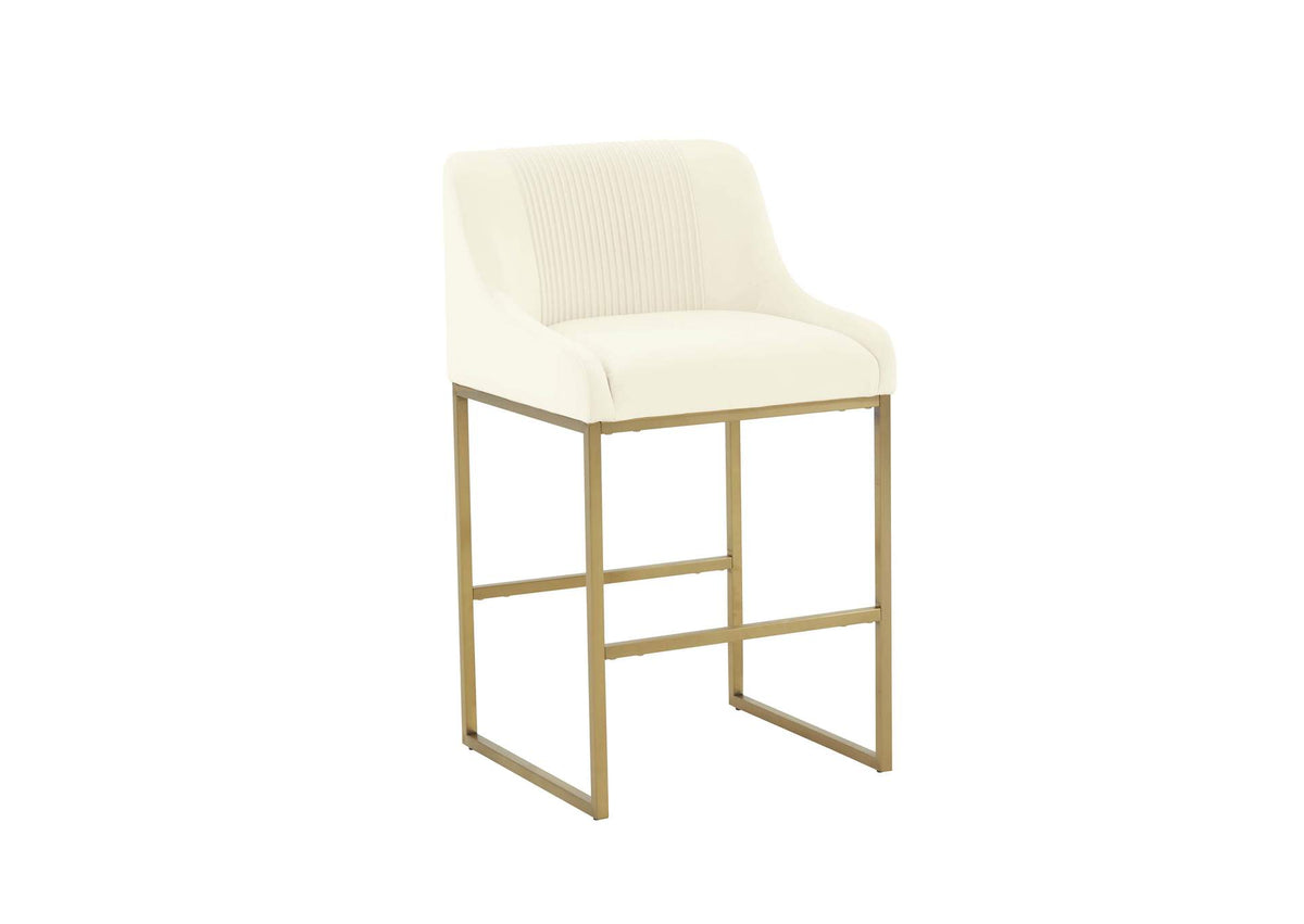TOV-IHD68644 Lisa Cream Pleated Velvet Counter Stool