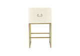 TOV-IHD68644 Lisa Cream Pleated Velvet Counter Stool