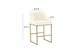 TOV-IHD68644 Lisa Cream Pleated Velvet Counter Stool