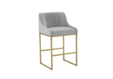 TOV-IHD68645 Lisa Grey Pleated Velvet Counter Stool