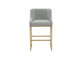 TOV-IHD68645 Lisa Grey Pleated Velvet Counter Stool