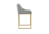 TOV-IHD68645 Lisa Grey Pleated Velvet Counter Stool