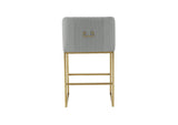 TOV-IHD68645 Lisa Grey Pleated Velvet Counter Stool
