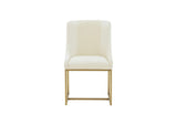 TOV-IHD68646 Lisa Cream Pleated Velvet Dining Chair
