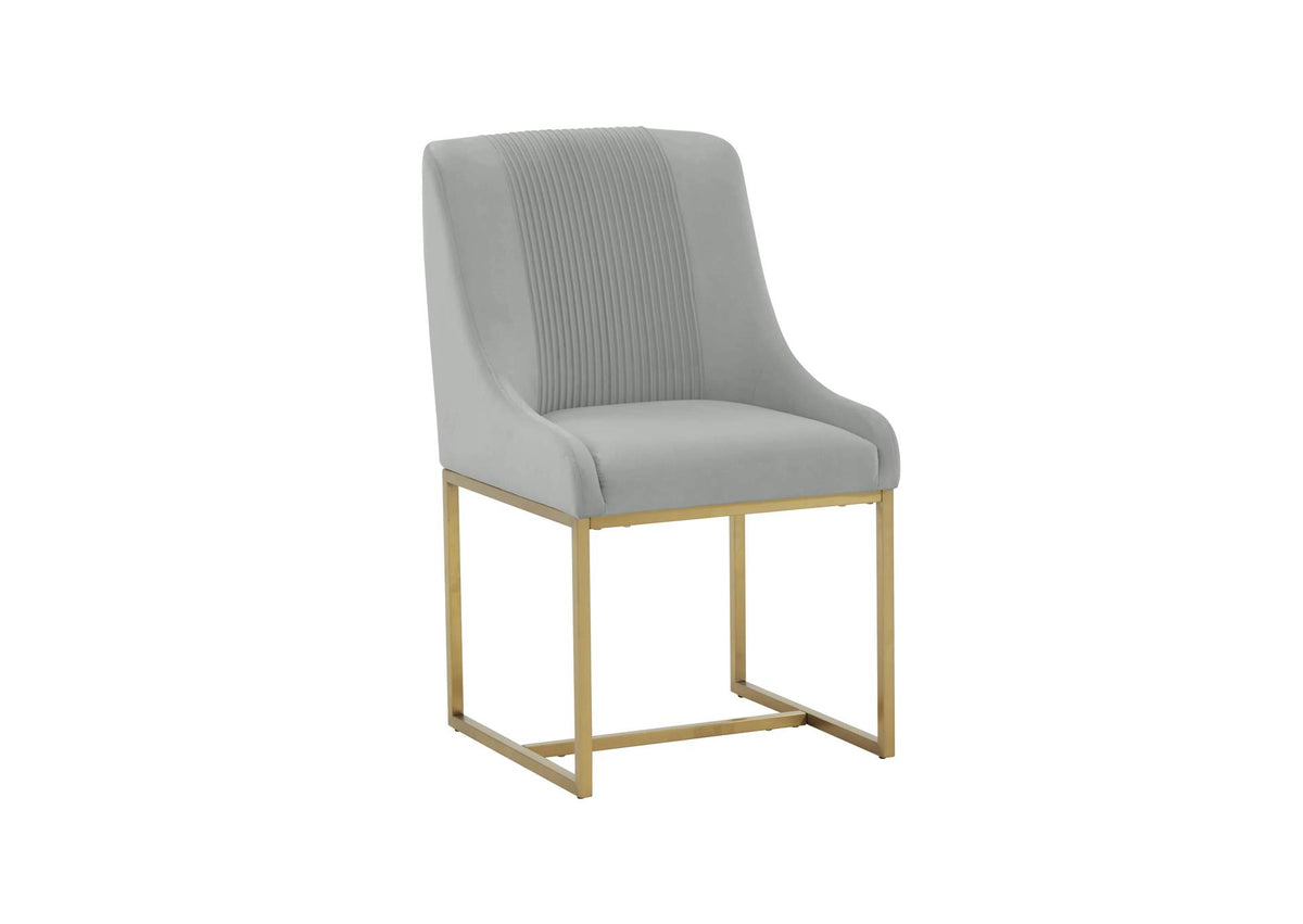TOV-IHD68647 Lisa Grey Pleated Velvet Dining Chair