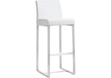 TOV-K3637 Denmark White Performance Vegan Leather and Stainless Steel Barstool - Set of 2