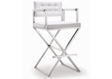 TOV-K3626 Director White Performance Vegan Leather and Stainless Steel Barstool
