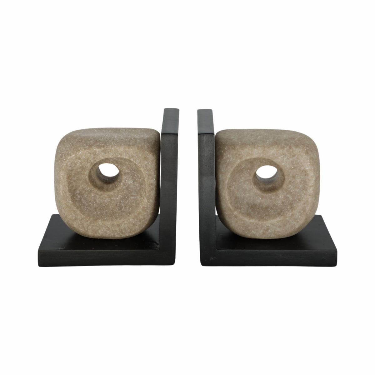 Flowood Quartz Resin Bookends (Set of 2) - Gray / Black