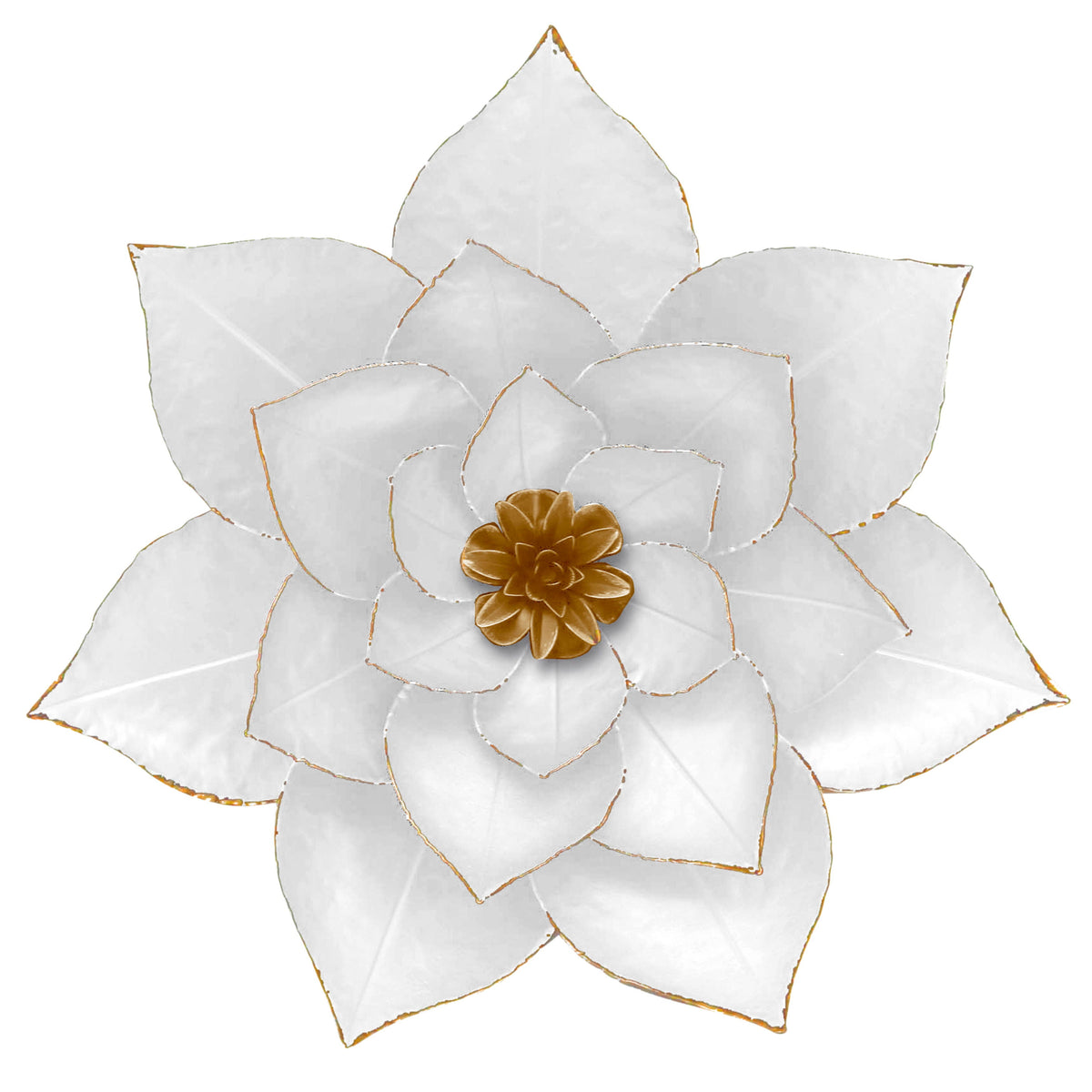 Metal 19" Lotus Wall Deco - White / Gold