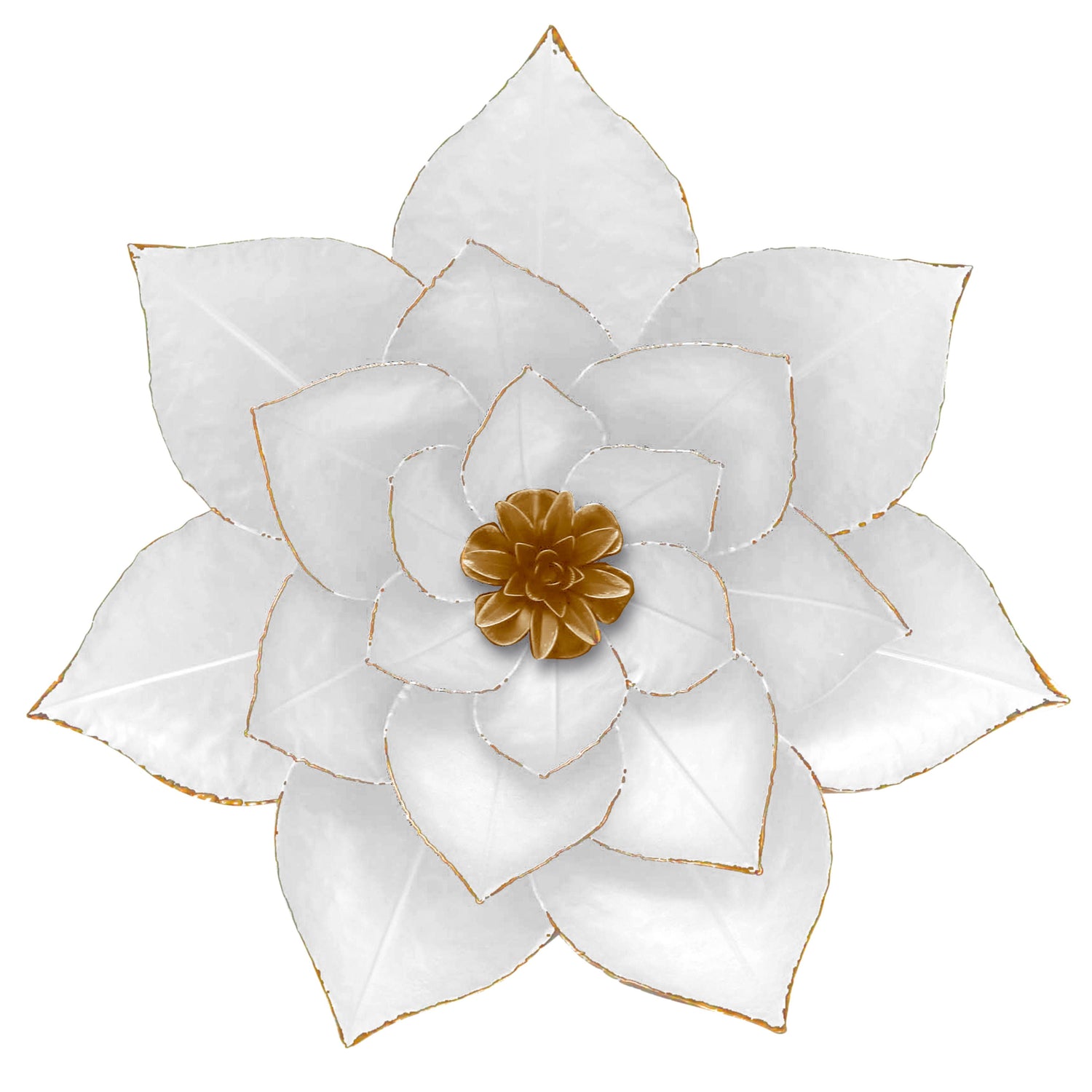 Metal 19" Lotus Wall Deco - White / Gold